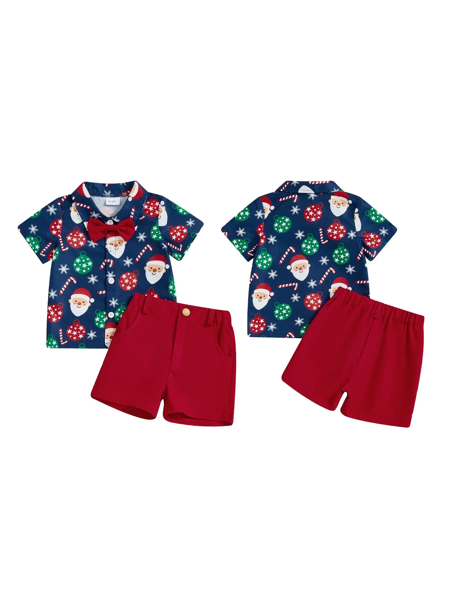 Infant Boys 2-Piece Festive Christmas Print Shirt And Shorts
