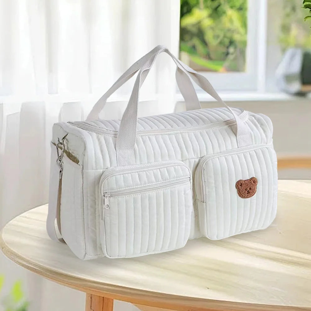 Quilted Baby Diaper Bag Large Capacity Hospital Weekender Travel Bag
