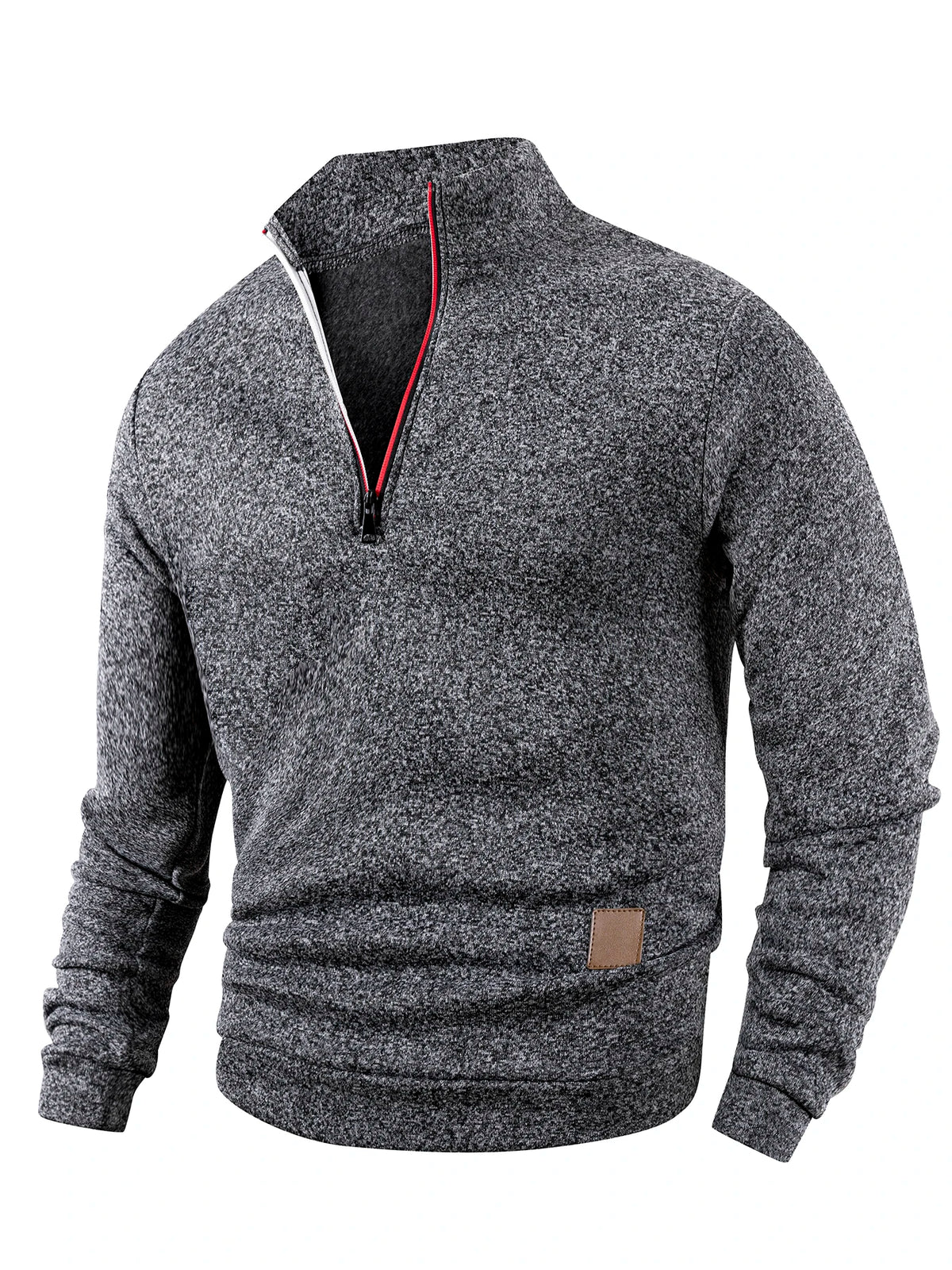 Men 1/4 Quarter Zip Pullover Sweatshirt Heather Mock Neck Top Contrast Zipper Casual Long Sleeve Sweater