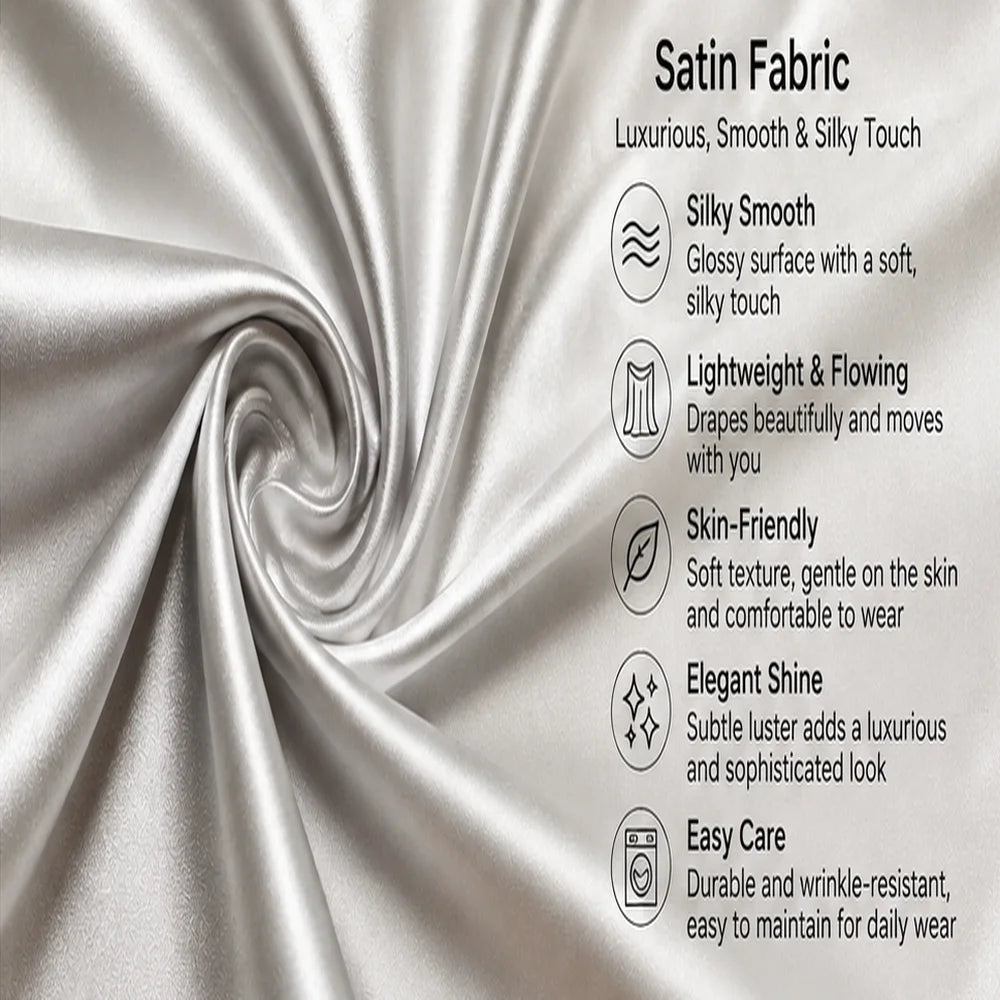 Women's Fashionable Satin Blouse, a Soft, Lustrous, Elegant and Loose-Fitting Long-Sleeved Top, Suitable for Office Wear and Daily Casual Occasions in Spring and Autumn