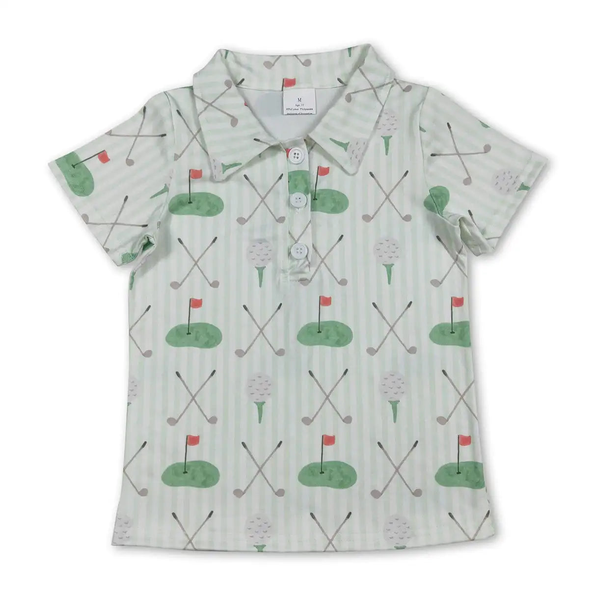 Boys Summer Cotton Short Sleeve Baseball Polo Shirt With Buttons