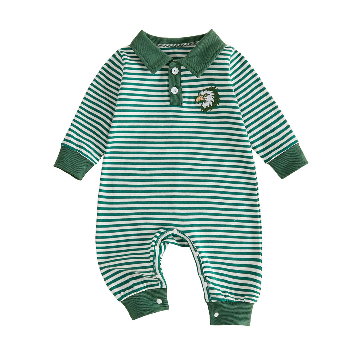 Baby Animal Embroidered Romper With Horn Button Closure