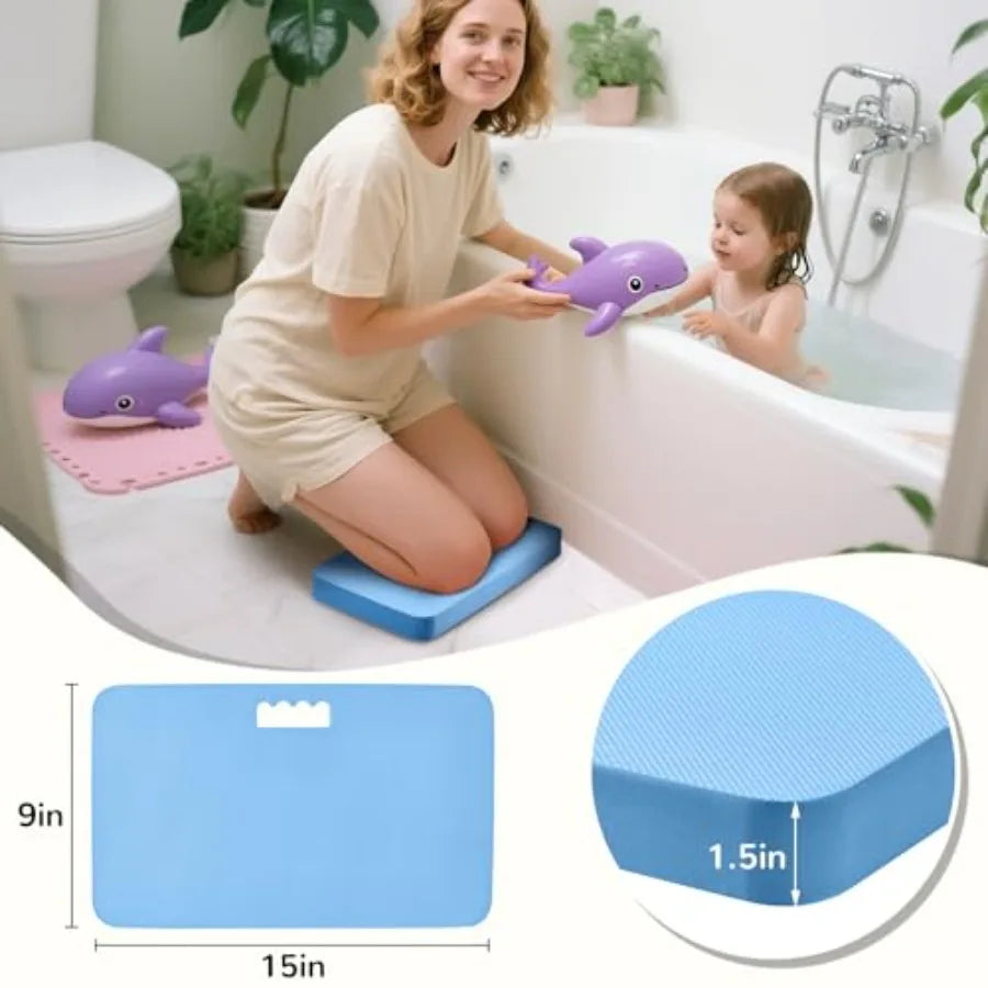 Foldable Baby Bathtub With Cushion Kneeling Pad Thermometer Portable Newborn