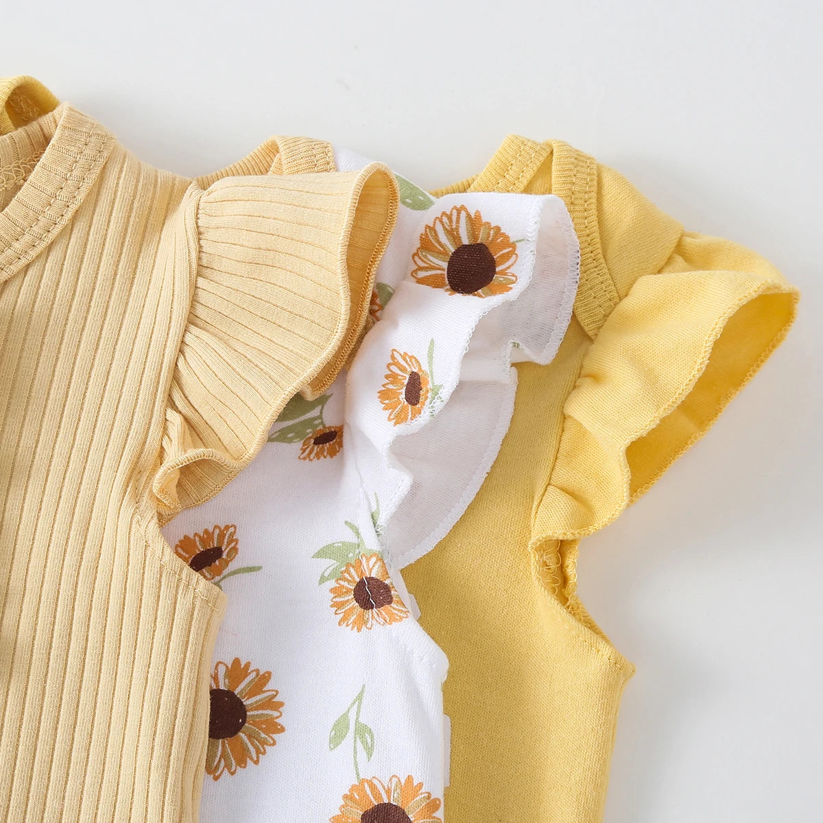 Baby Girls Soft Cotton Short Sleeve Floral Rompers Comfortable Bodysuit