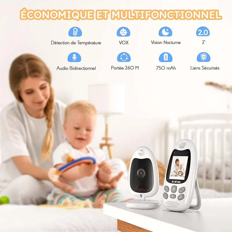 BOIFUN Baby Monitor With Camera 720p Video And Temperature Monitoring