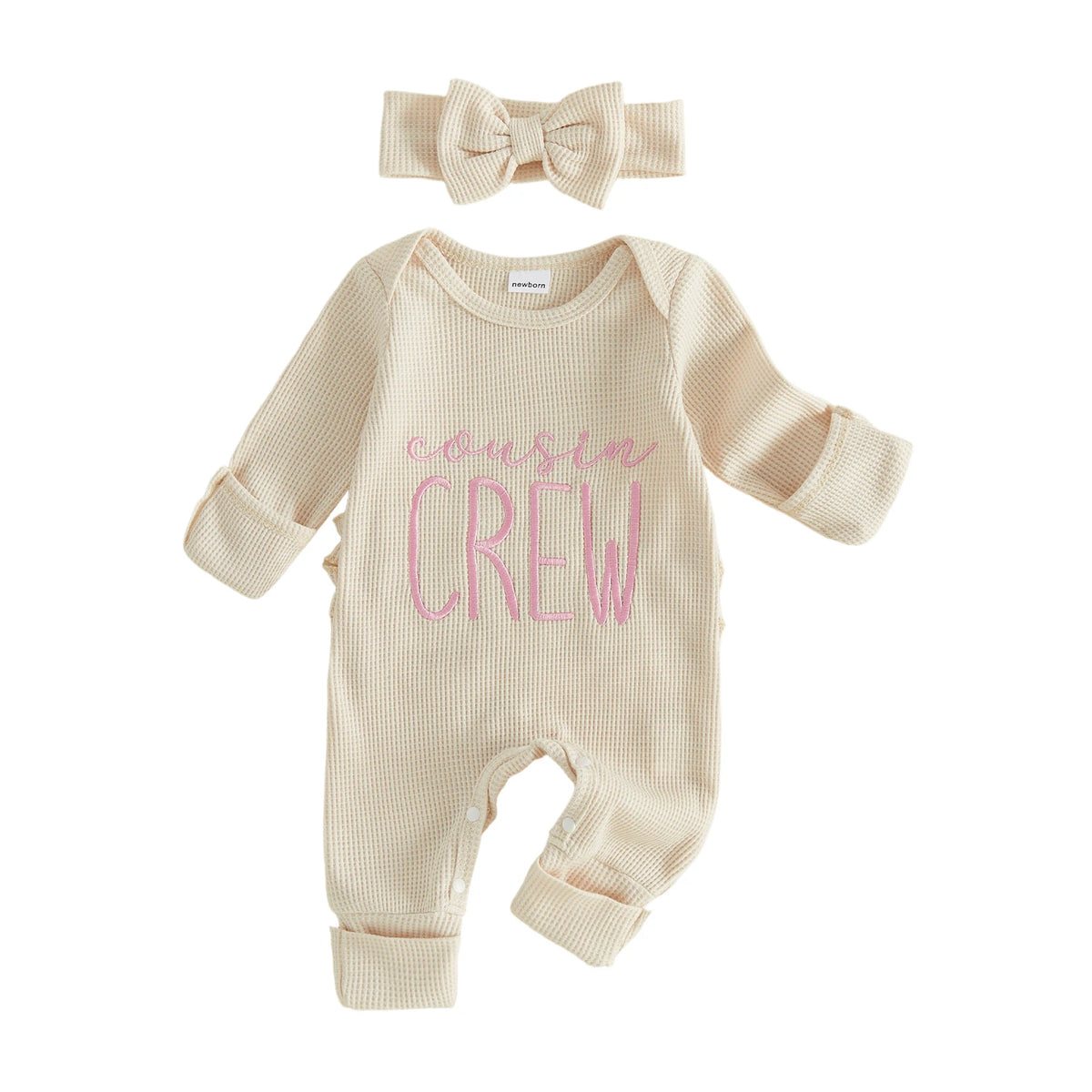 Premium Baby Girls Long Sleeve Romper Set With Bow Headband
