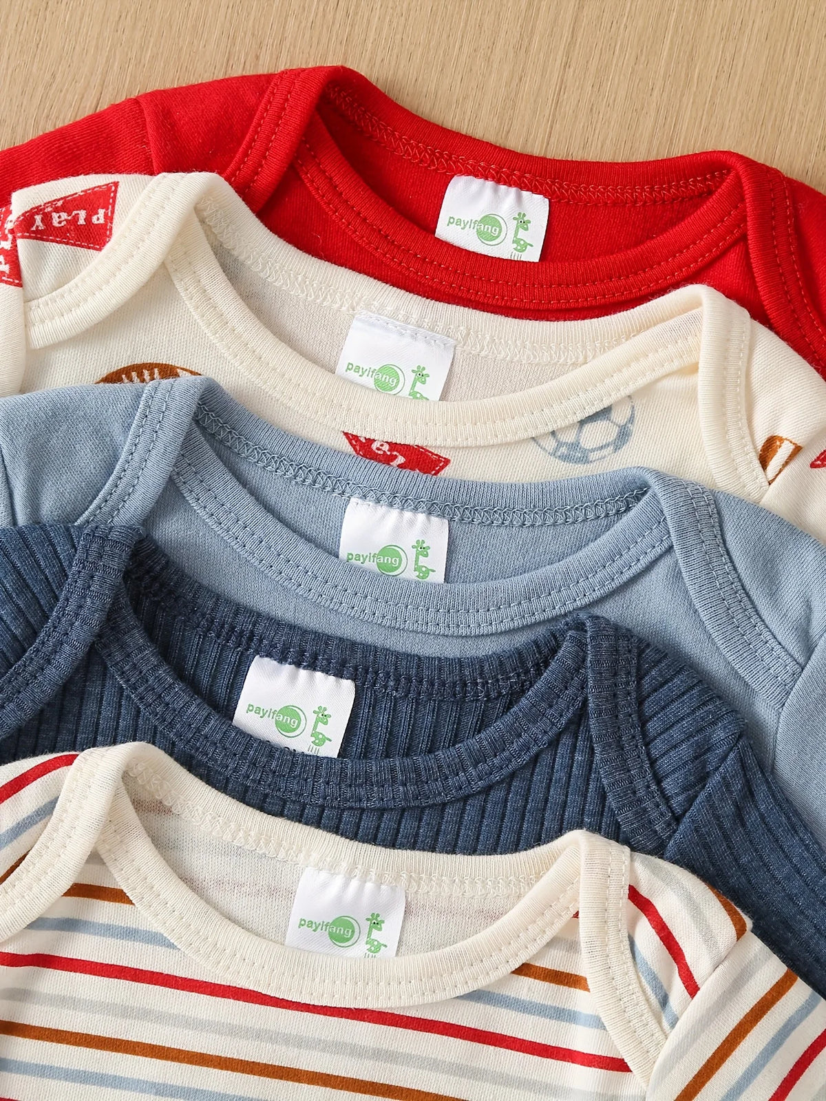 PAYIFANG Baby Boys Rugby Jumpsuit Short Sleeve Cotton Knit Romper