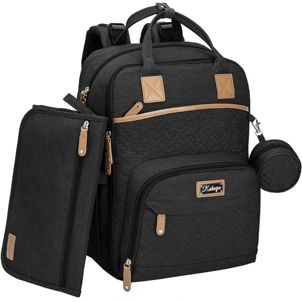 Kabaqoo Waterproof Diaper Bag Mommy Backpack With Changing Mat