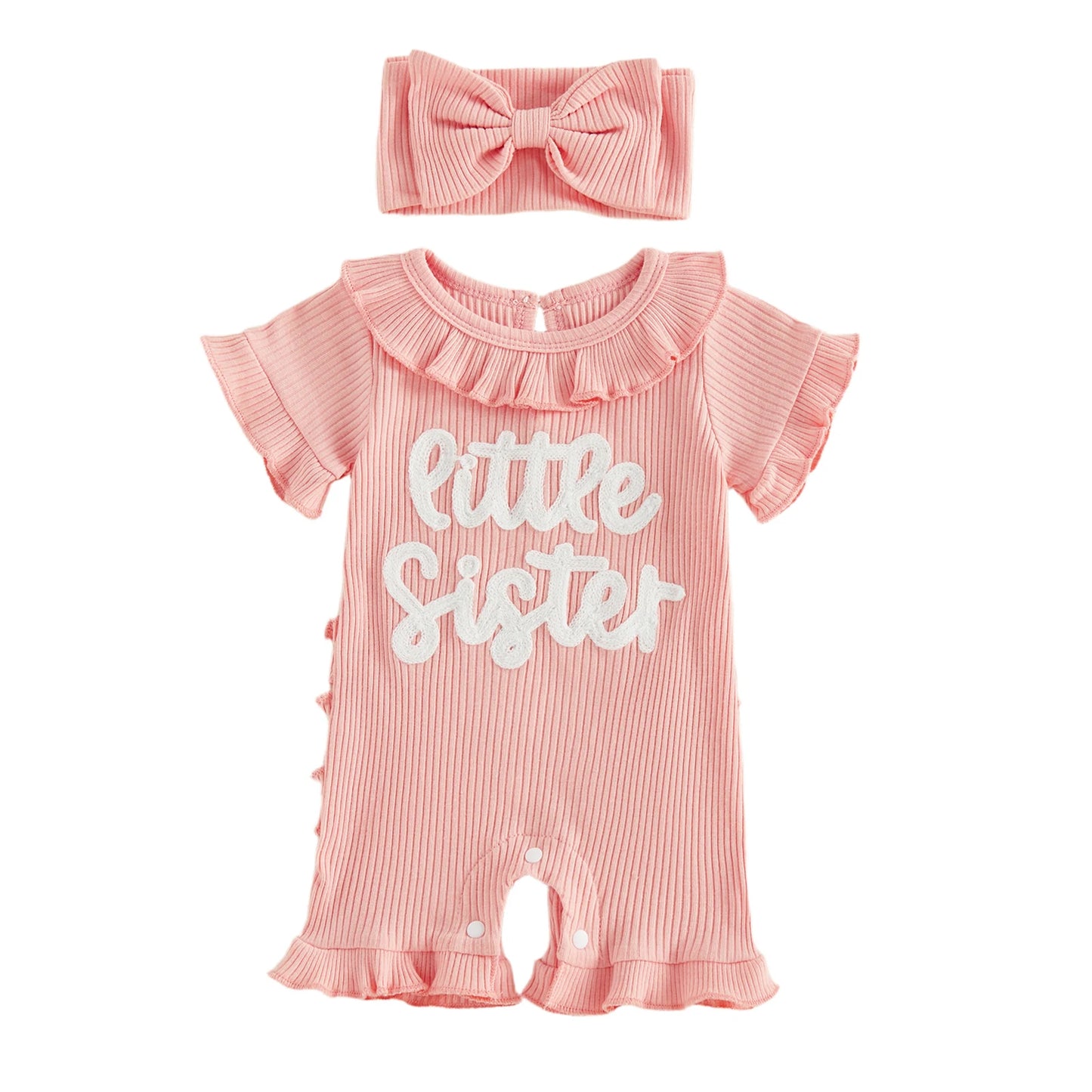 Adorable Floral Sleeveless Romper With Bow Headband Set For Toddlers