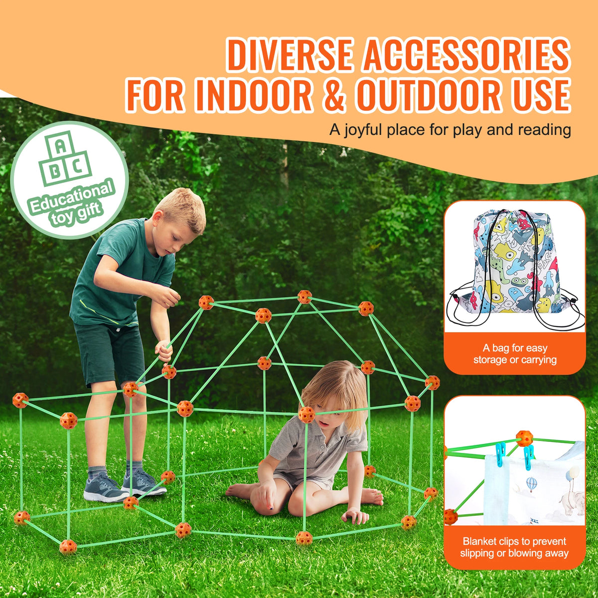 SucceBuy Fort Building Kit Indoor Castle For Kids Beading Toy