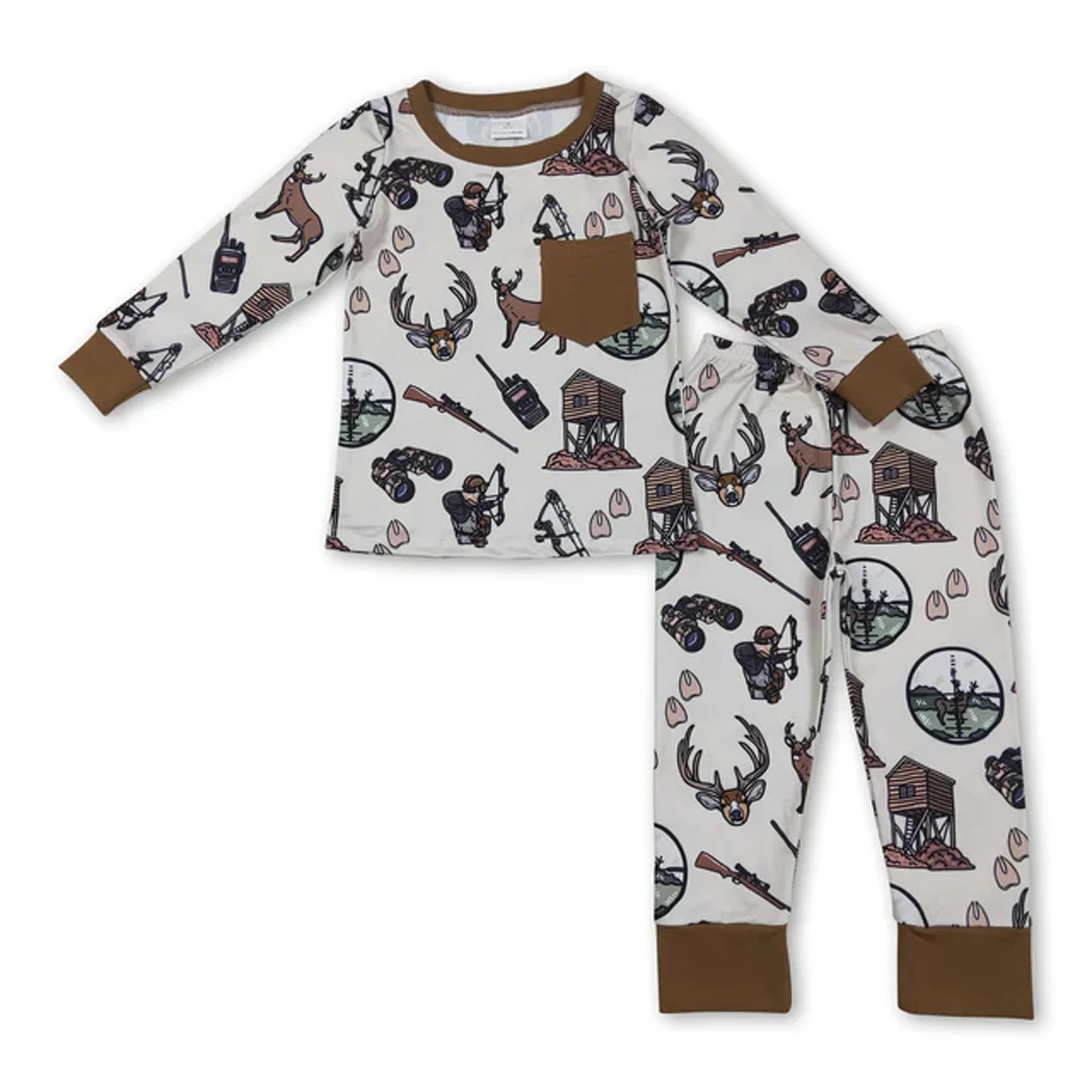 Unisex Baby Pajama Set With Long Sleeves Duck Plaid Top And Pants