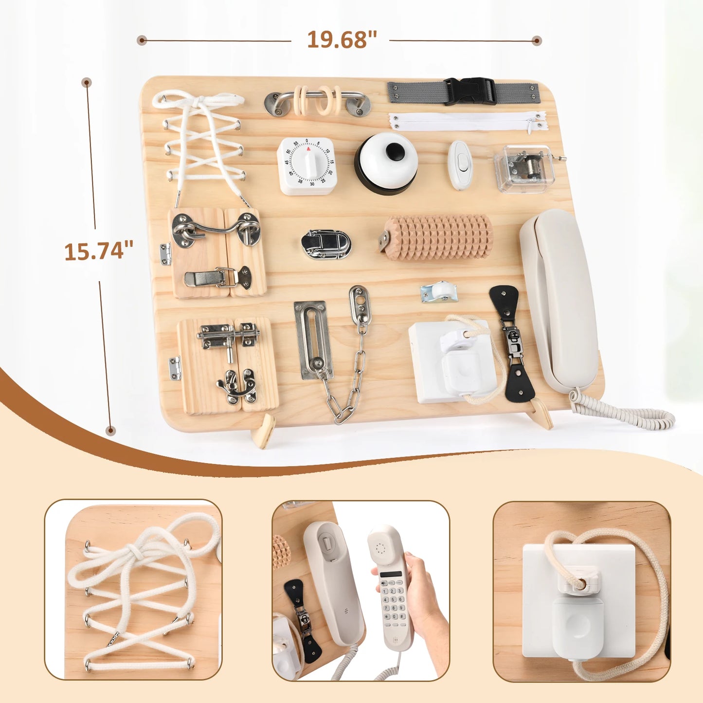 Forstart Montessori Busy Board 21 In 1 Wooden Sensory Toy
