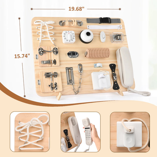 Forstart Montessori Busy Board 21 In 1 Wooden Sensory Toy