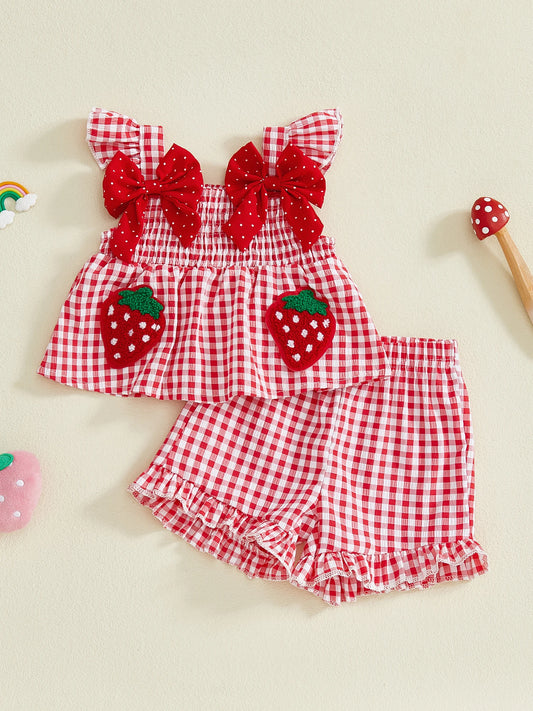 Adorable Infant Girl Floral Print Sleeveless Top and Shorts Set