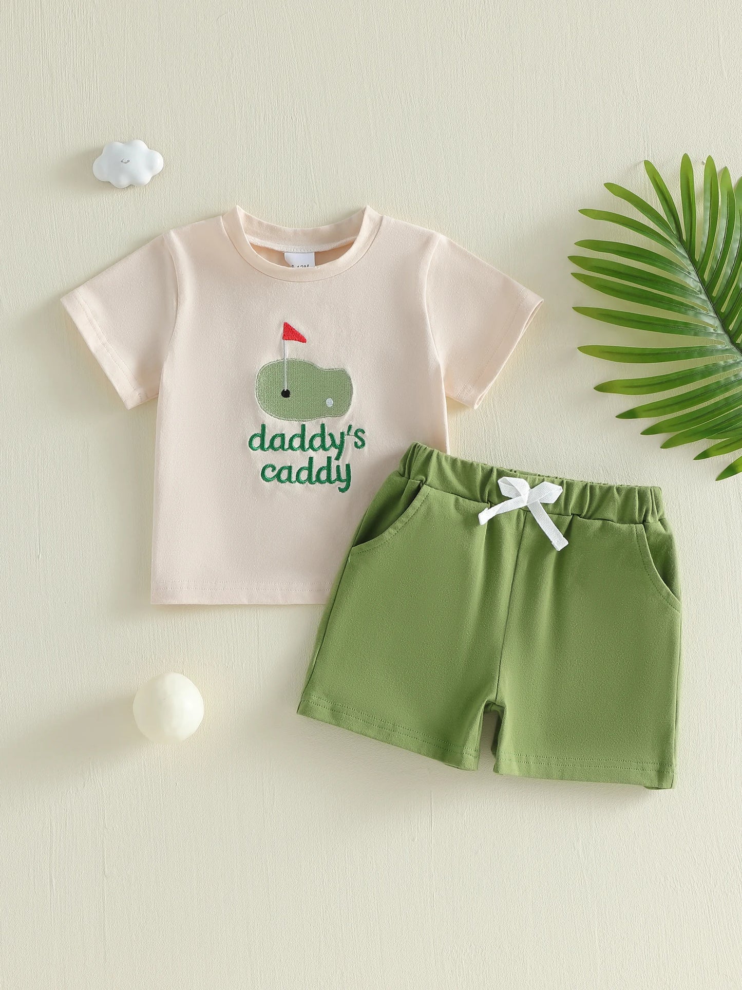 Adorable Infant 2-Piece Set Short Sleeve Embroidered Shirt Shorts