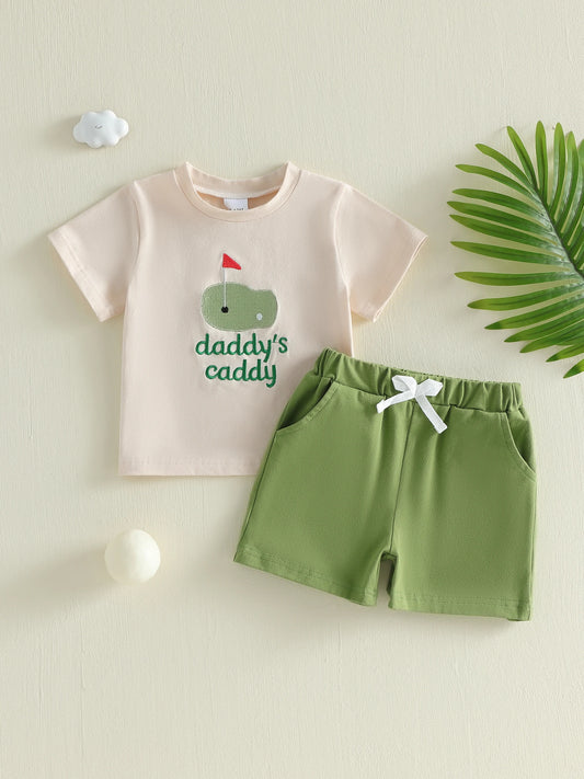 Adorable Infant 2-Piece Set Short Sleeve Embroidered Shirt Shorts