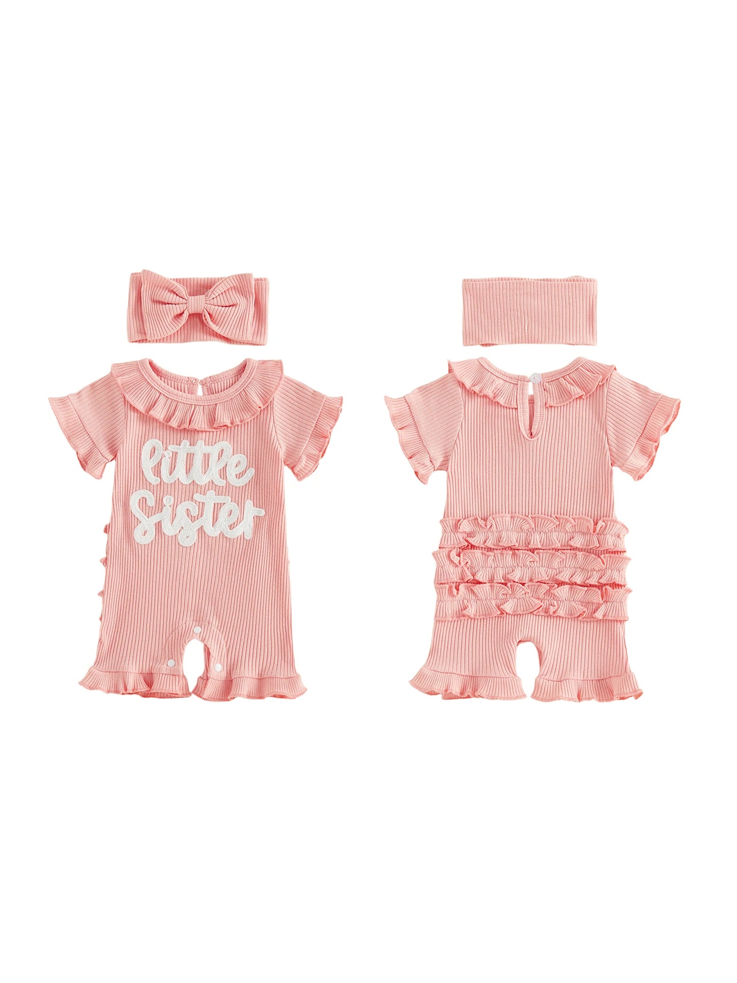 Adorable Floral Sleeveless Romper With Bow Headband Set For Toddlers