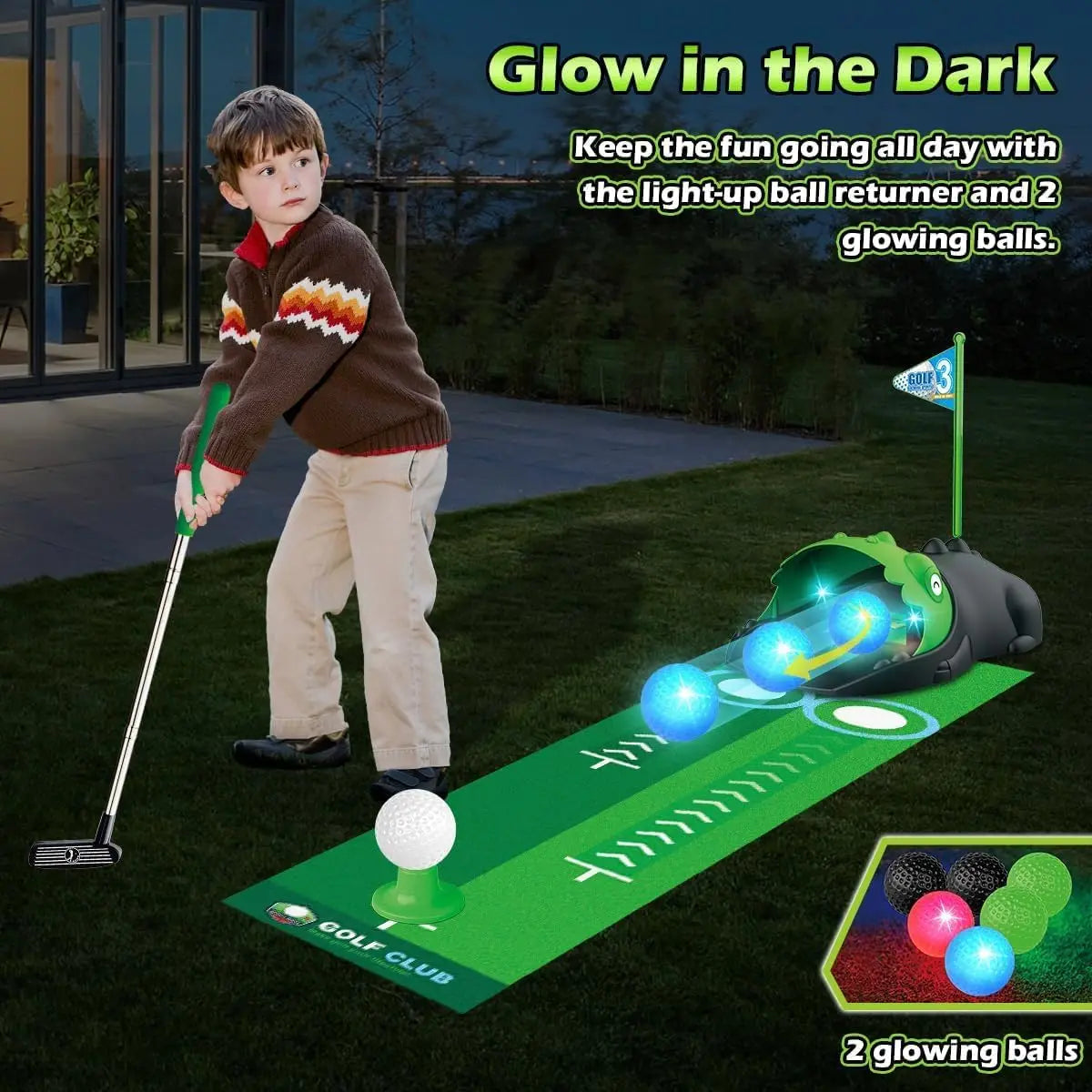VATOS Kids Toy Golf Set Auto Returner Mini Golf Game