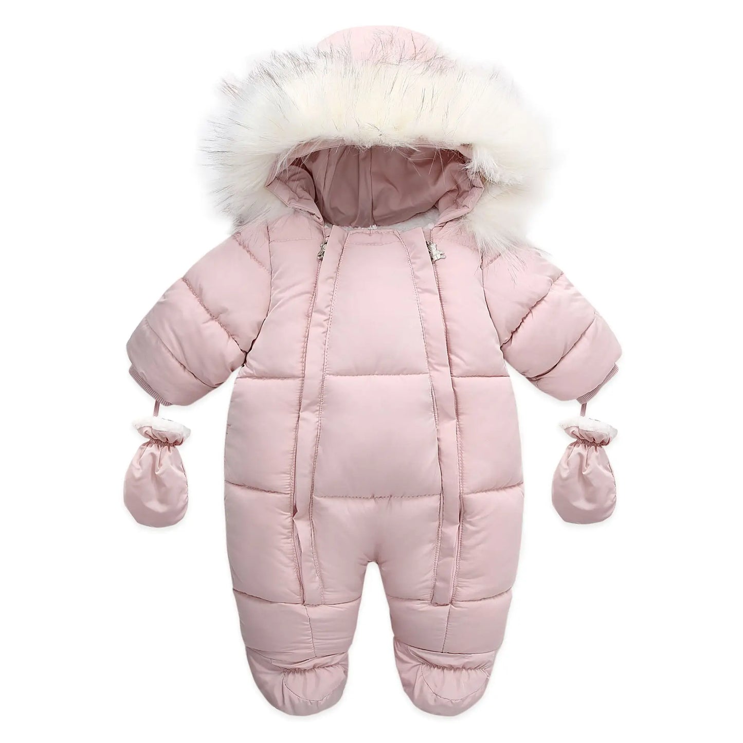 AYNIGIELL Winter Baby Jumpsuit Hooded Wool Down Romper