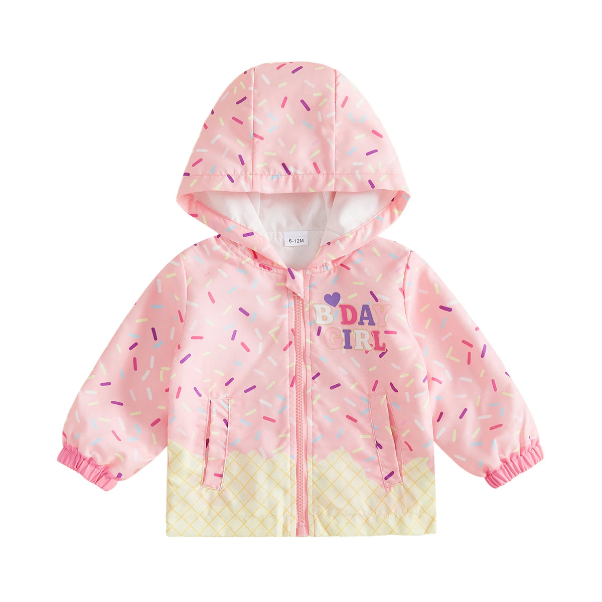 Long Sleeve Closure Zip Girl Birthday Hood Cute Zip Closure Coat Girl Birthday Jacket Cute Print Durable Long Sleeve Closure