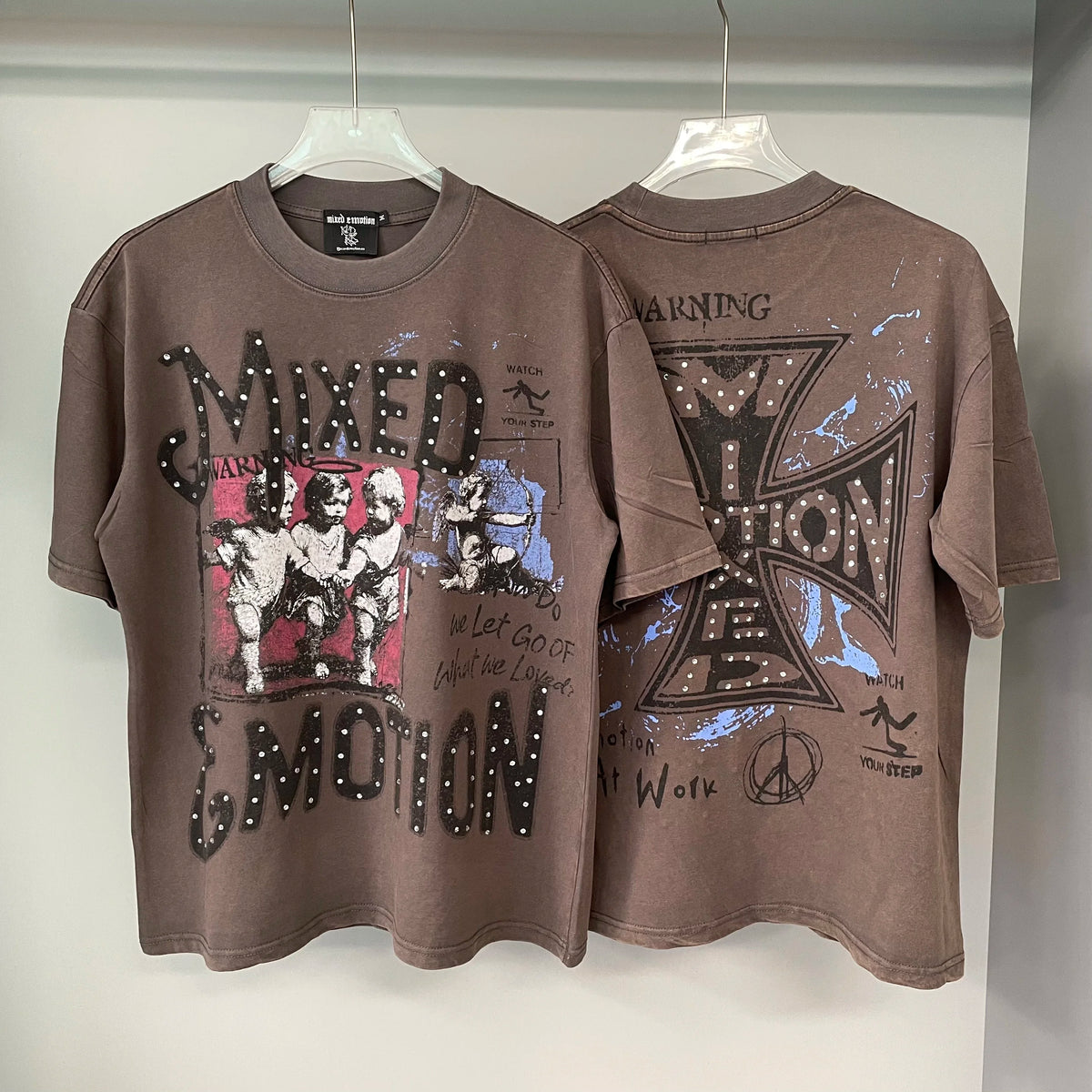 Mixed Emotion Printed Cotton T Shirt For Men Women