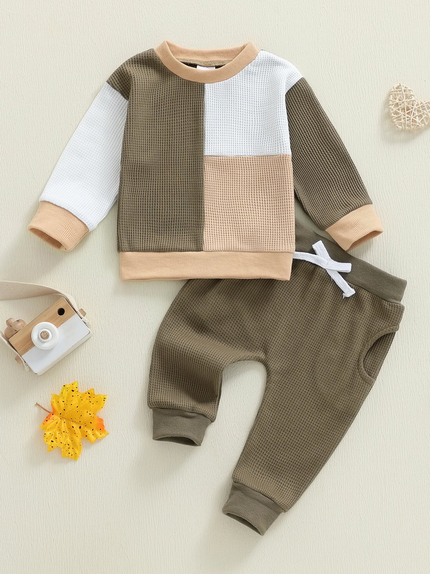 Baby Boy Autumn Striped Hooded Sweatshirt Two Piece Set