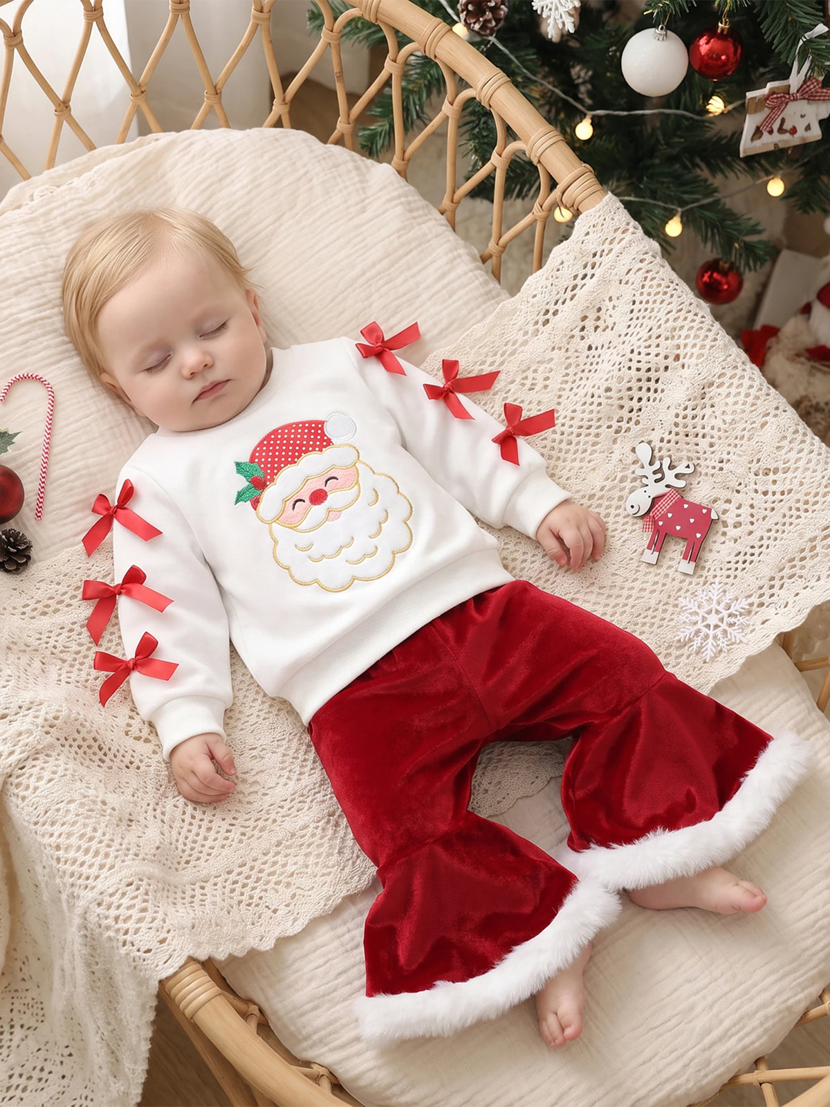 Santa Claus Sweatshirt Embroidery-Santa Outfit-Embroidery Sweatshirt-With Girls With Sweatshirt Premium
