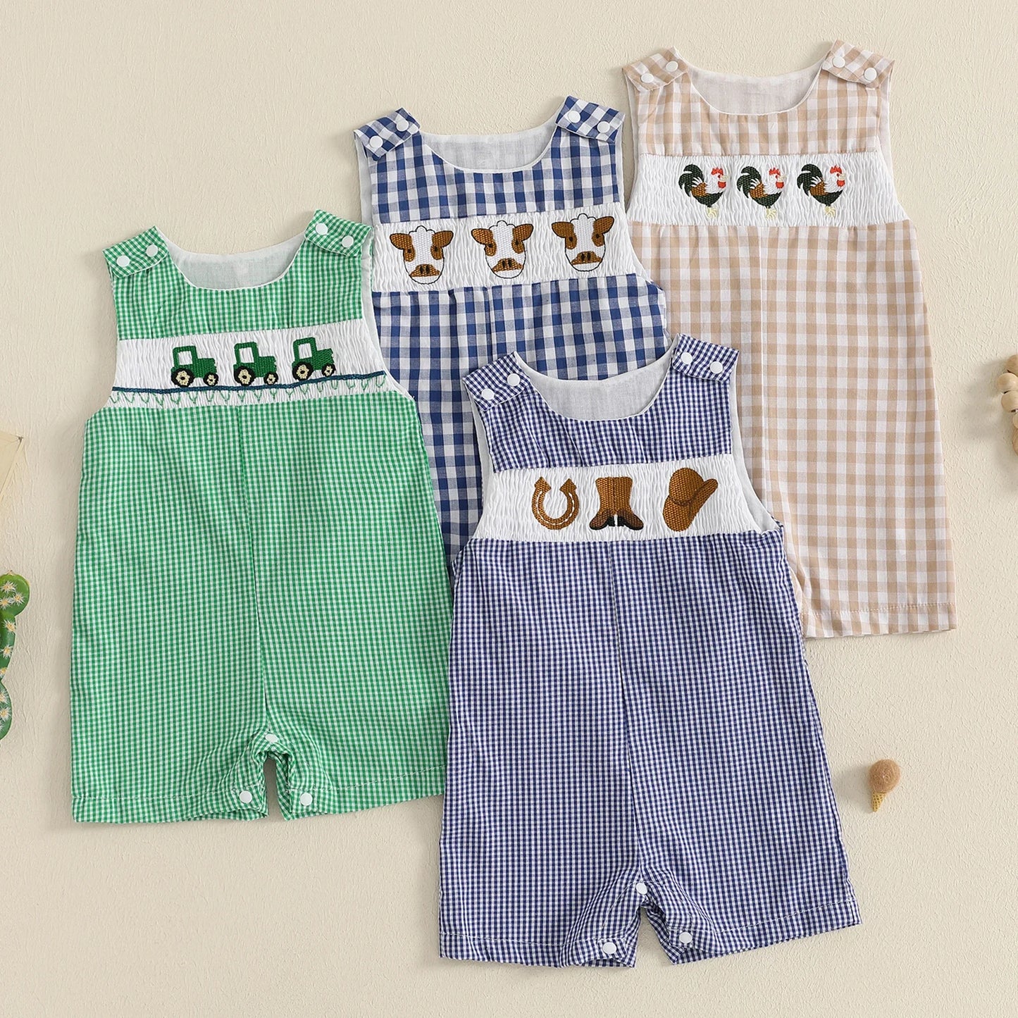 Cotton Embroidered Baby Romper With Button Up Collar
