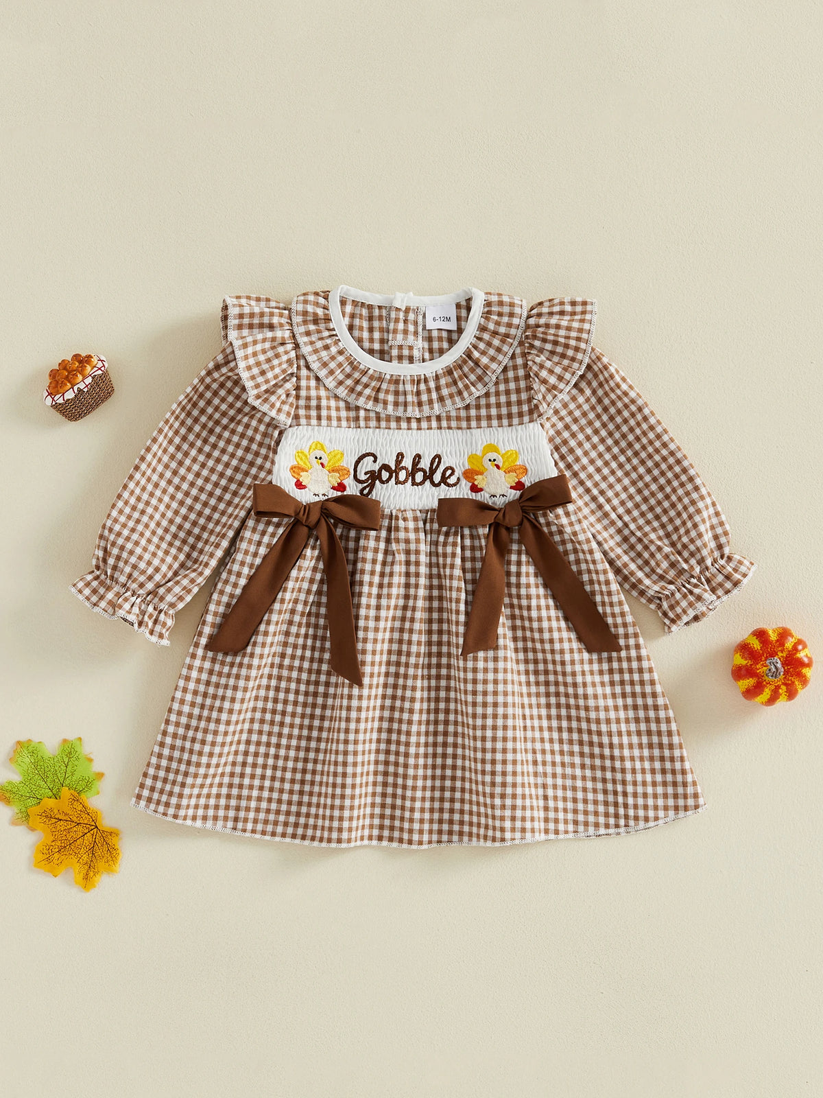 Sleeve Round Neck Round Neck Thanksgiving Dress Cute Thanksgiving-Dress Toddler Cute Long Sleeve Sleeve