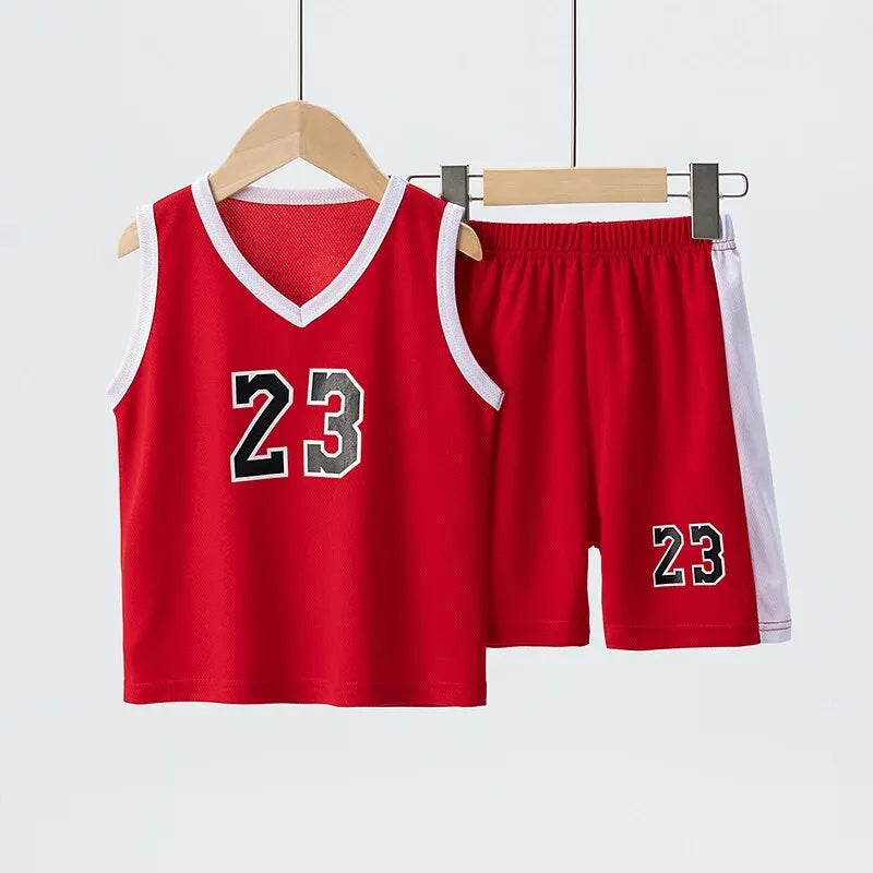 Summer Quick Dry Kids Sports Suit Set Vest And Shorts