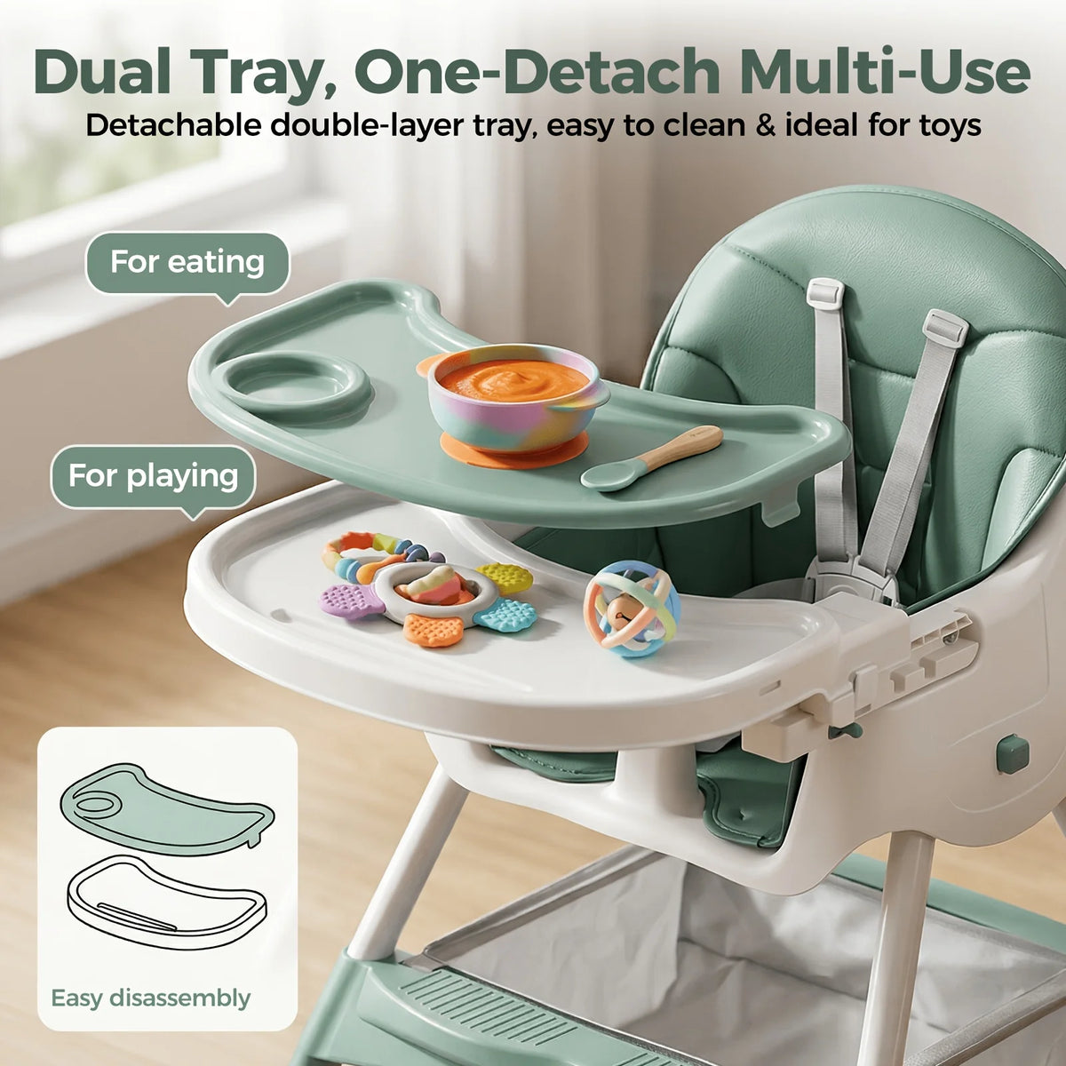 1pc Children's Multi-functional Dining Chair, Adjustable Children's Dining Chair Home Portable Dining Table Rocking Chair