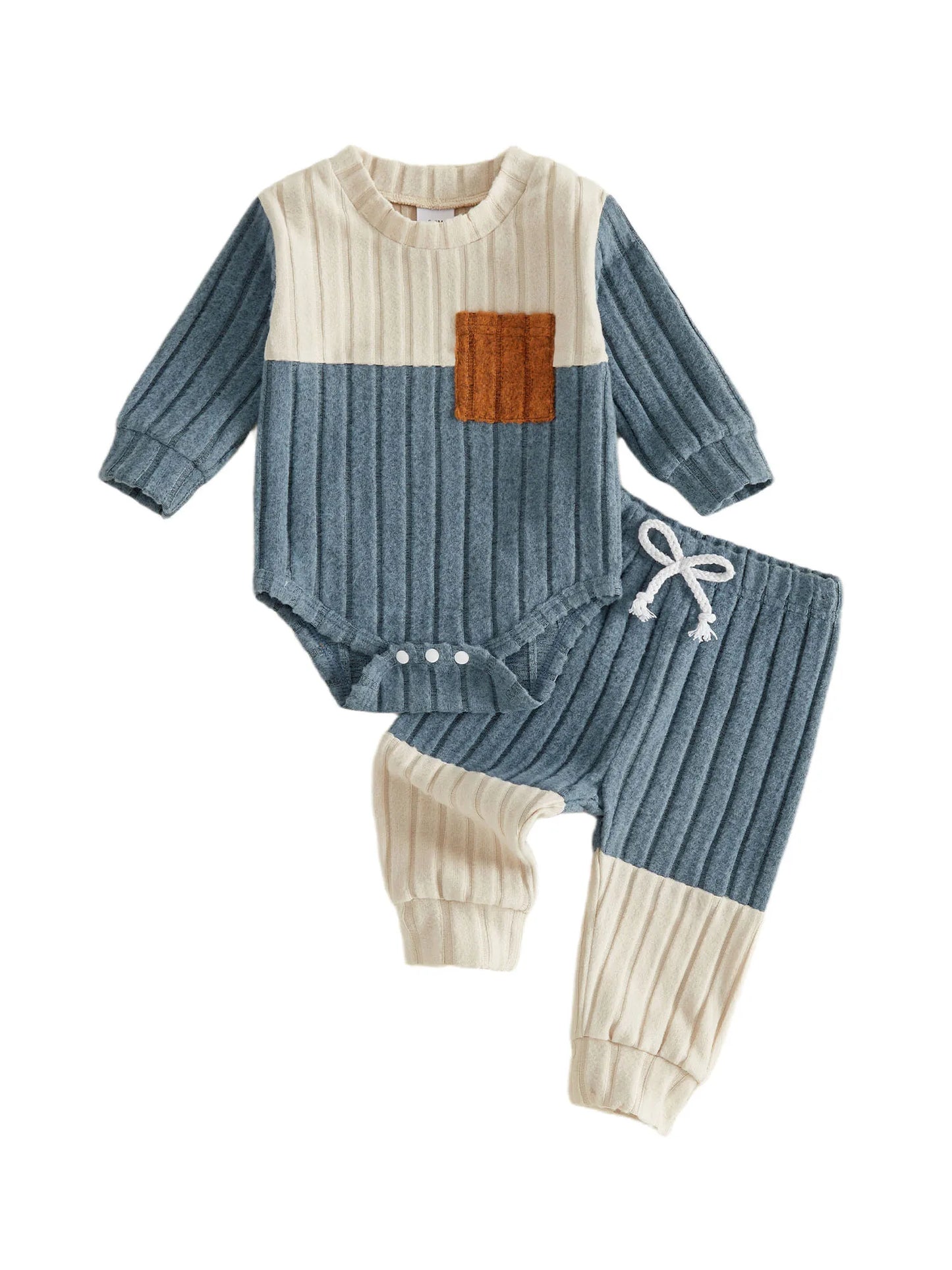 Girls Waffle Knit Jumpsuit Set With Long Sleeve Top