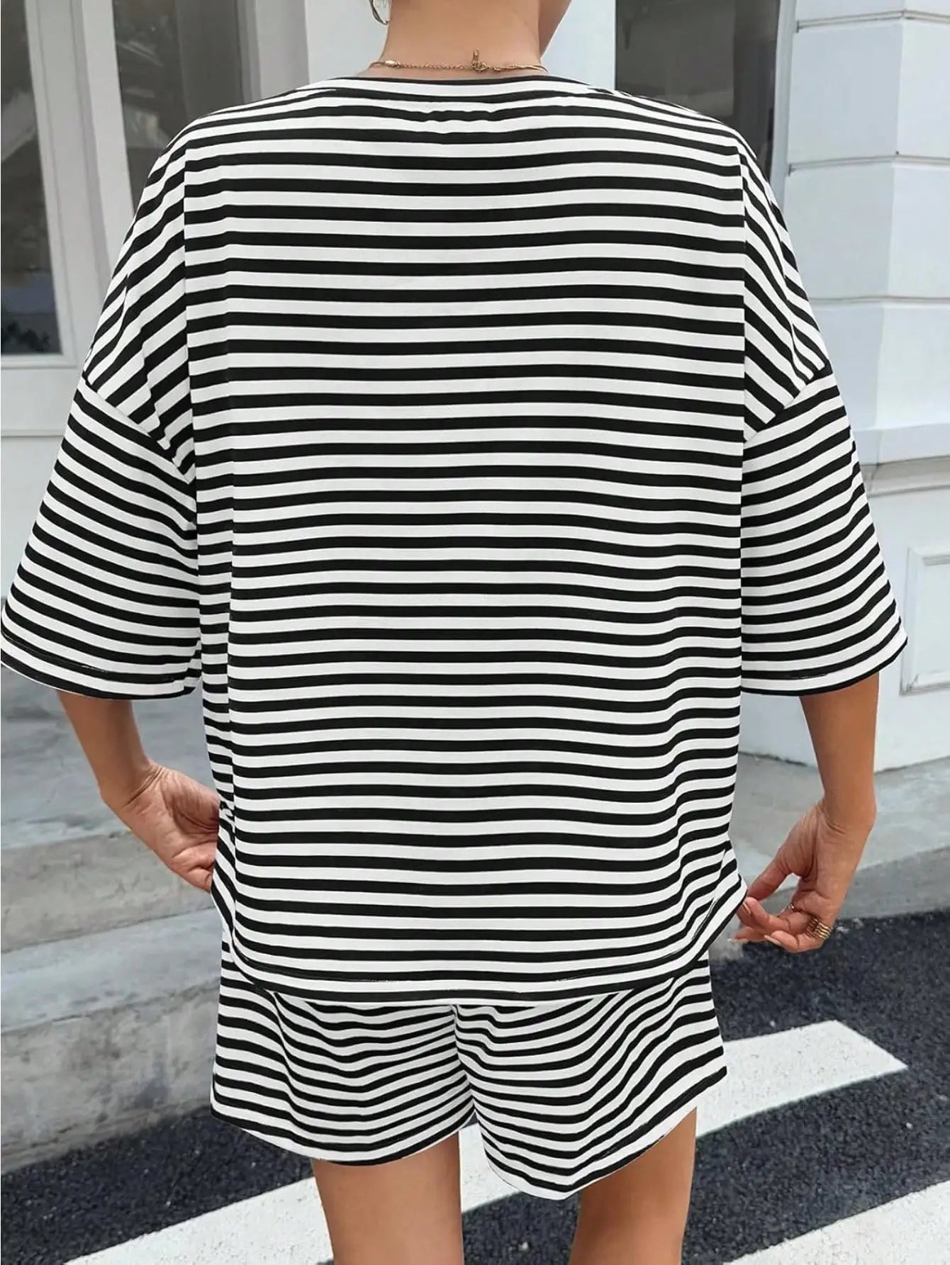 Fisoew Womens Striped Athleisure 2 Piece Outfits Sweatsuit Lounge Set