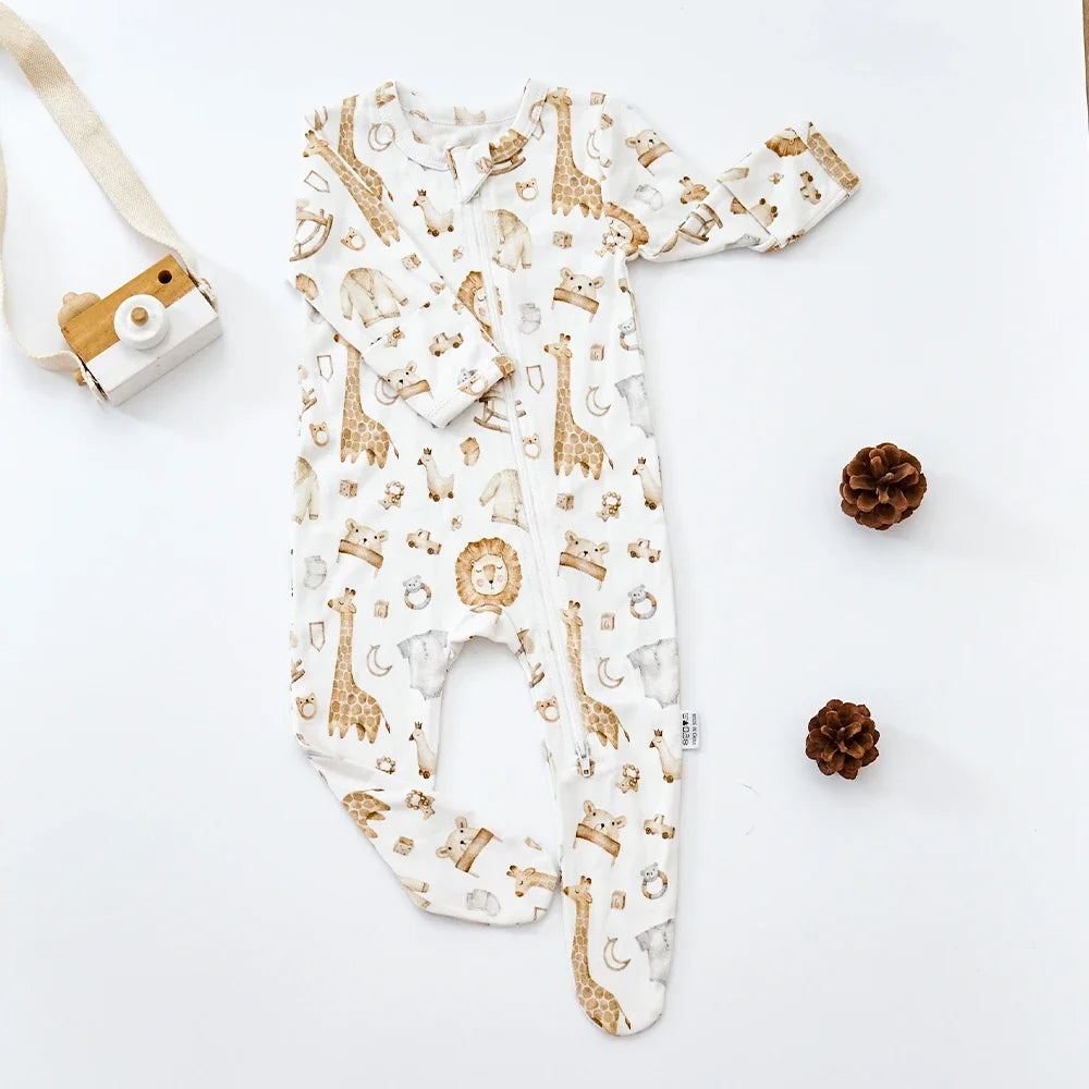 HappyFlute Bamboo Cotton Long Sleeve Footed Baby Romper
