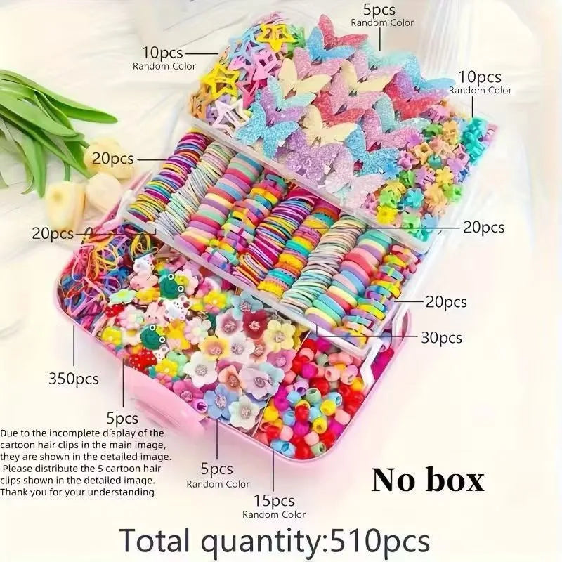 18/546Pcs /1152PCS Bow High Elastic Hair Accessories Set Korean Style Princess Hair Clips, No Hurt Hair Colorful Girls Hair Bands Hair Clips Girls Children No Box