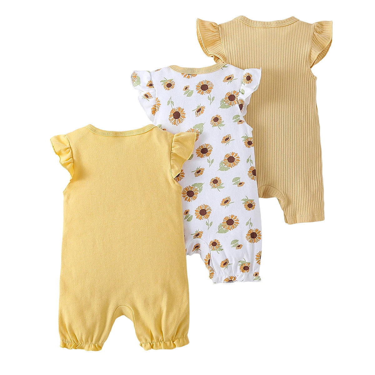 Baby Girls Soft Cotton Short Sleeve Floral Rompers Comfortable Bodysuit