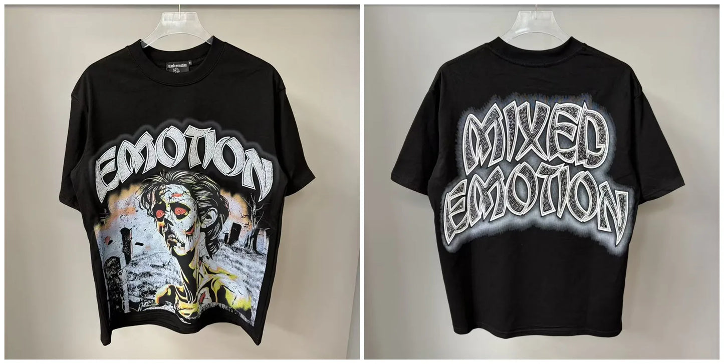 Mixed Emotion Printed Cotton T Shirt For Men Women