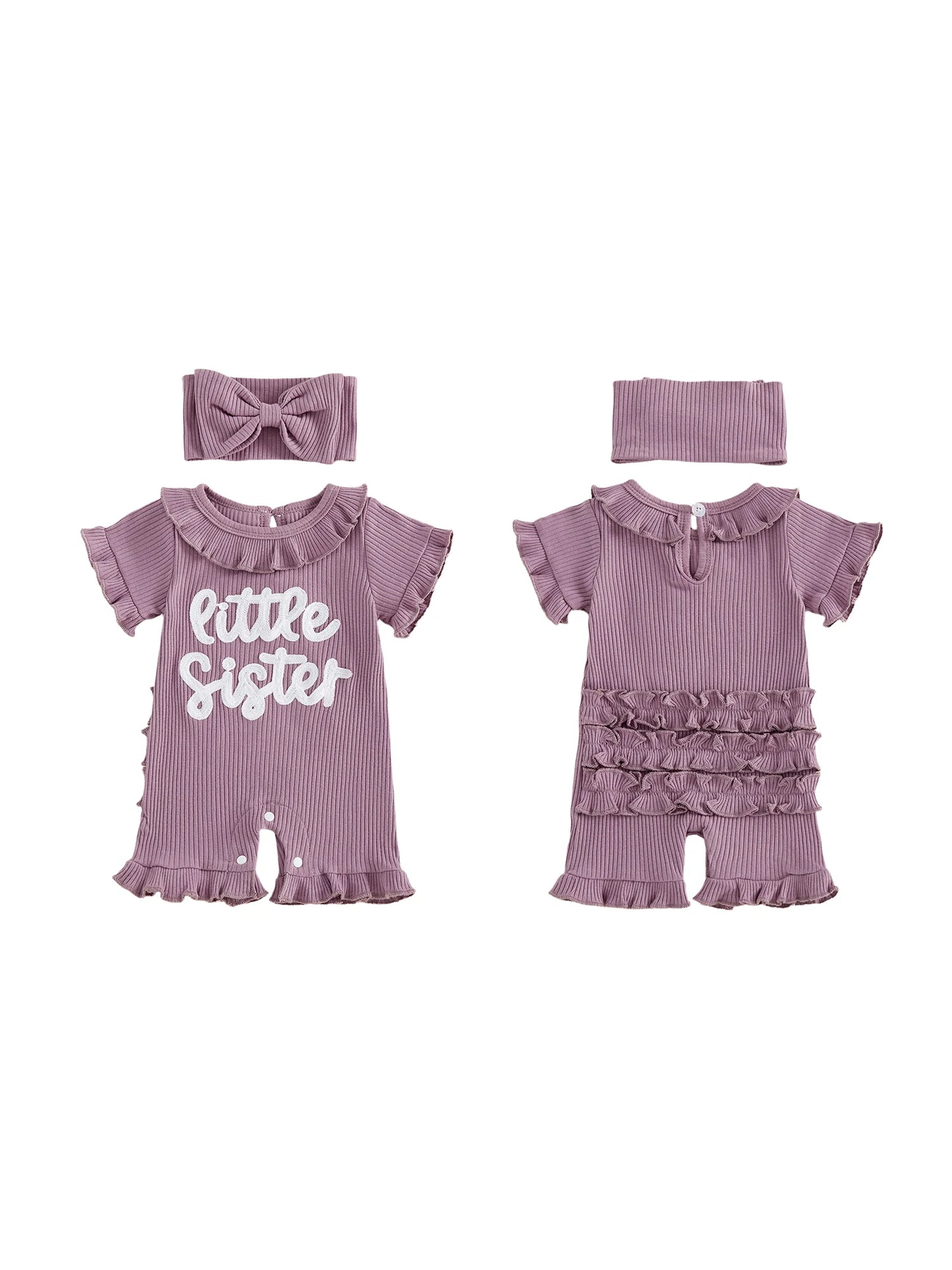 Adorable Floral Sleeveless Romper With Bow Headband Set For Toddlers