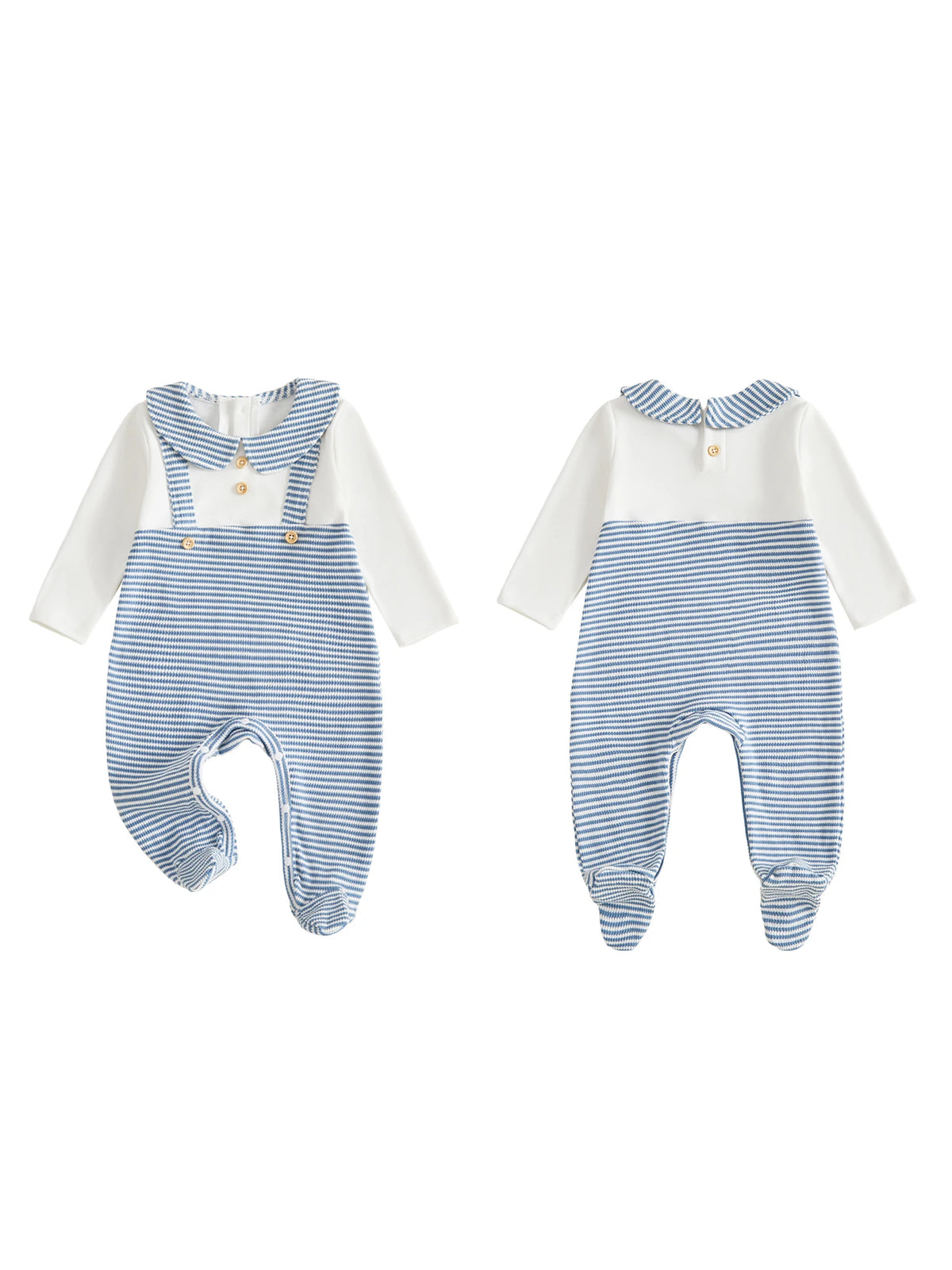 Autumn Stripe Patchwork Bodysuit Long Girl Autumn Footed Romper Long Sleeve Romper Long Sleeve Stripe