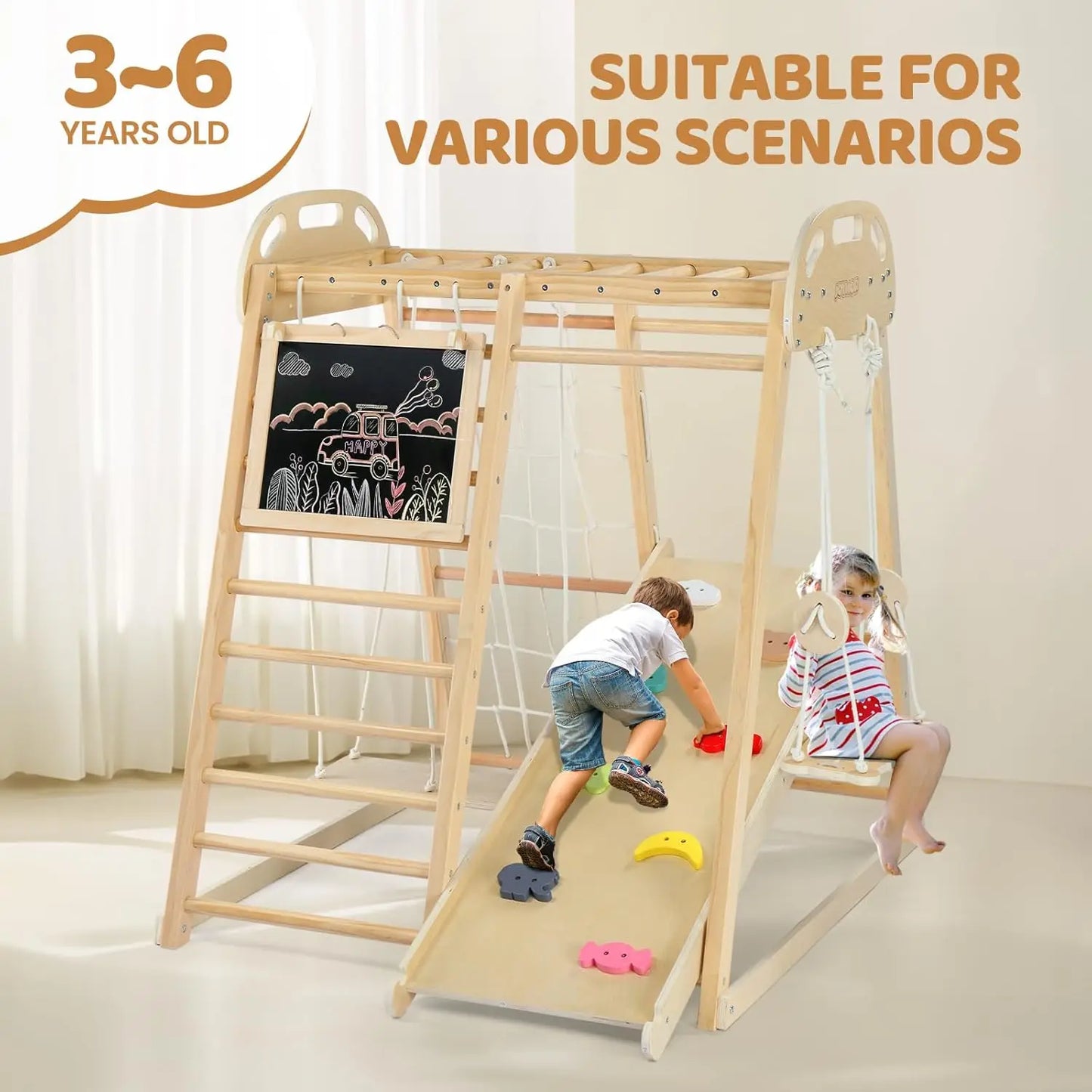 Indoor Jungle Gym Playground For Kids And Toddlers With Slide