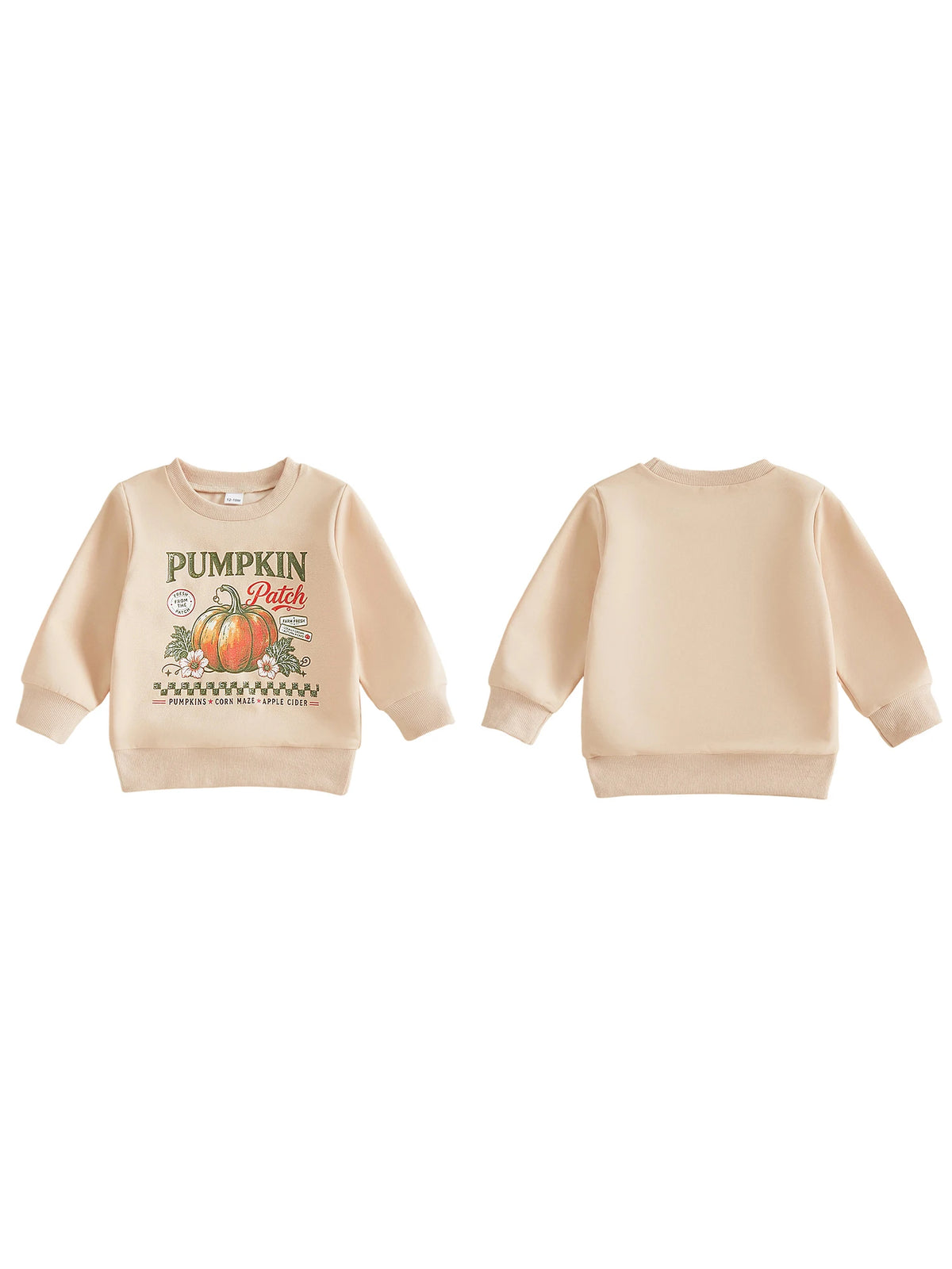 Girls Long Sleeve Crew Neck Pumpkin Print Fall Top