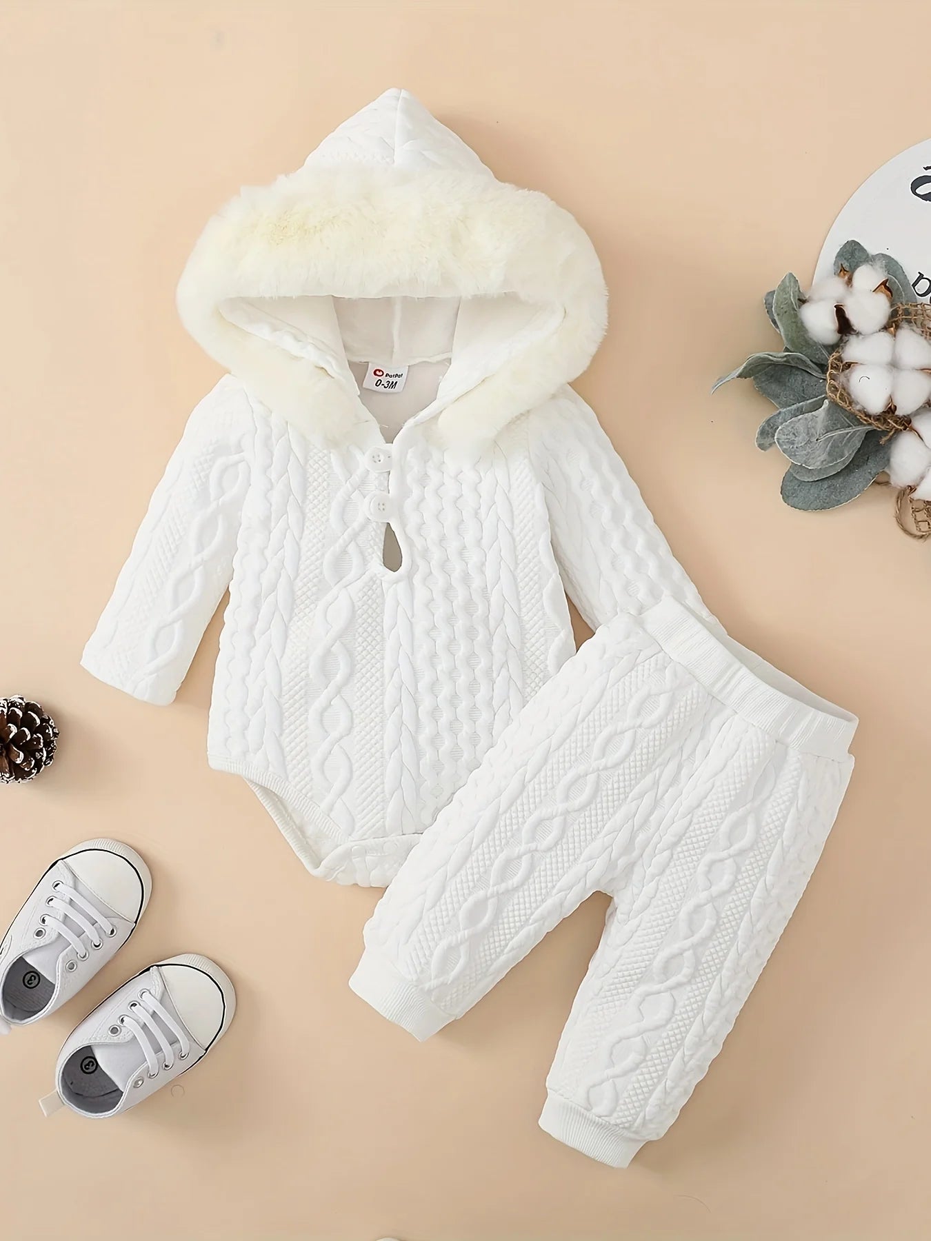 Toddler Girl Fall Winter Hoodie Romper And Pants Set