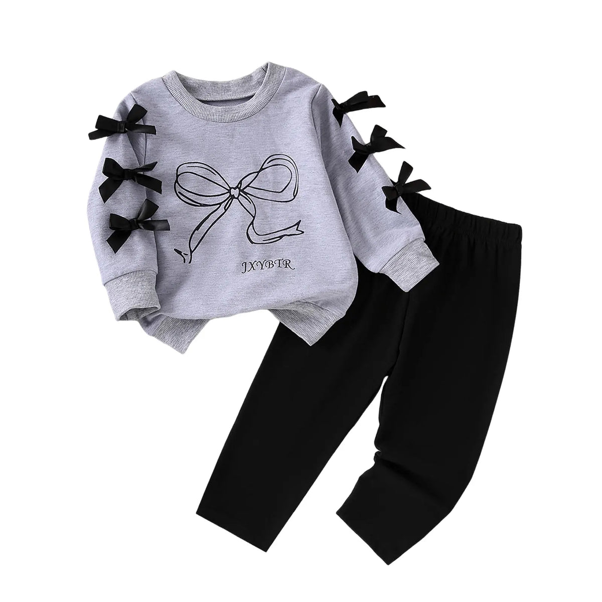 Baby Clothes for Christmas Girls Fashionable And Comfortable Set Long Sleeved Bow Print Top Pants Casual Outfit Toddler Girls